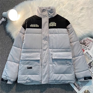 美式拼接立领棉服男女冬季潮牌加厚棉袄ins宽松工装外套TT575 P72图片