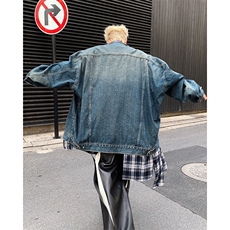 假两件牛仔外套男2026春秋季新款美式复古拼接高级感宽松休闲夹克，男装工装外套，星座505-2（原电商A260-1)