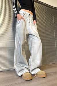 903-AK327- 特P55  【S-3XL】白色脏脏牛仔裤! 1图片