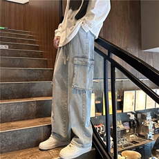 k1058-p55-控78M-5XL港风高阶黄泥黑暗拼接牛仔裤，男装牛仔裤，星座116