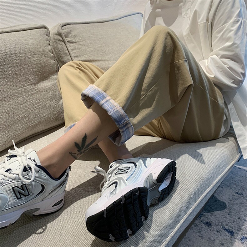 现货1405-1-ZY001-P45春秋翻边格子休闲裤男女中性九分裤,男装休闲裤,星座715-1