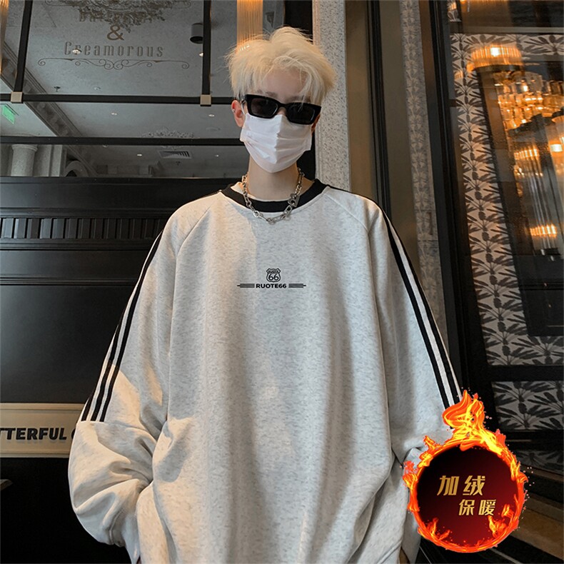 抖音得物供货提供视频秋冬重磅美式宽松织带圆领卫衣0311,男装卫衣,电商A486
