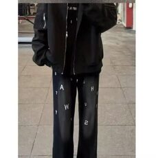 水洗牛仔裤男夏季薄款宽松复古韩版阔腿裤高街痞帅老爹长裤子，男装牛仔裤，星座506A