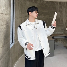 网络图现货撞色毛呢拼皮休闲棒球服夹克外套RB612-P60，男装夹克，星座1005-4