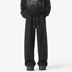 弯刀裤休闲裤男春季直筒阔腿裤垂感卫裤运动裤K10057-310B-1-P50，男装休闲裤，星座310B-1