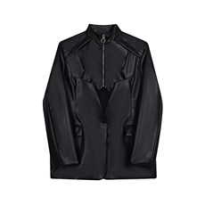 春季设计款立领拼接潮流男皮衣外套个性时髦痞帅皮西服121P155，男装皮衣，星座901-1（原C217）