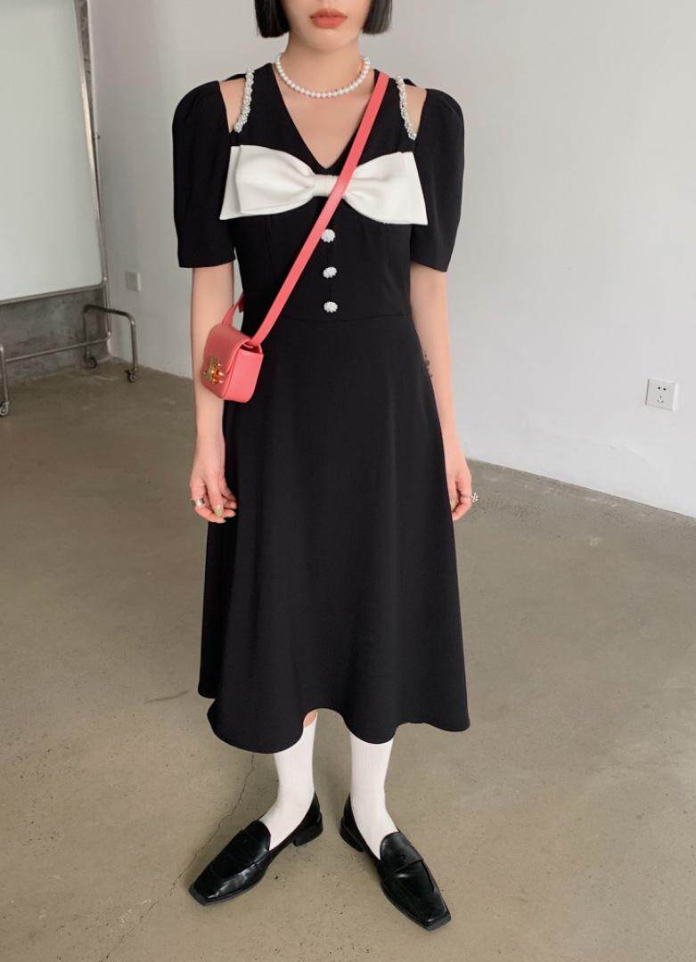 重工手工订珠连衣裙，巨显瘦，女装连衣裙，DTU(6F)