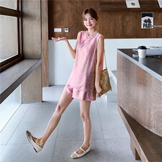 现货夏装新款新中式盘扣复古套装两件套2b114-2268P160K249，女装套装/套裙，网红馆