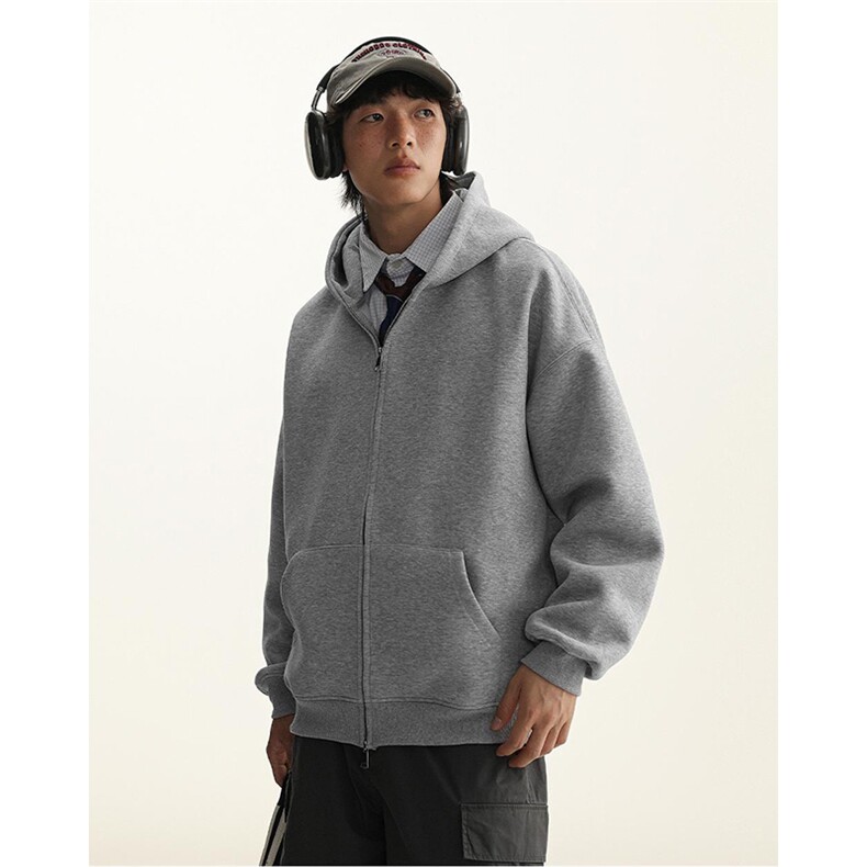 抖音得物品质二开26春装美式高街双头双拉链卫衣开衫外套W74,女装短外套,电商A486