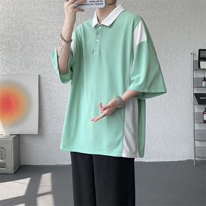 8XL-M拼接撞色短袖t恤男款夏季新款半袖POLO衫加肥加大码DT004P38图片