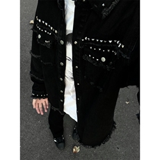 【有货】cleanfit黑色毛边牛仔外套男春秋美式高街夹克CT01LL-P65，男装夹克，星座1007（原301D）