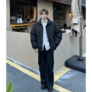 现货美式高街休闲夹克冬季立领纯色三防户外工装加厚棉服外套图片