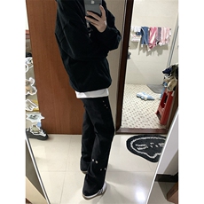 B221美式ins高街暗黑小众个性铆钉小脚牛仔裤LK23142-P65控88，男装牛仔裤，电商B221