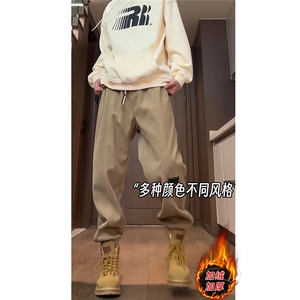 冬款美拉德重磅加厚北极绒保暖束脚裤男士加绒休闲裤 K6692-P55图片