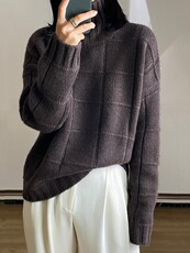 半高领毛衣女慵懒秋冬宽松针织新款长袖内搭套头打底衫，女装羊毛衫，恩泰羊绒