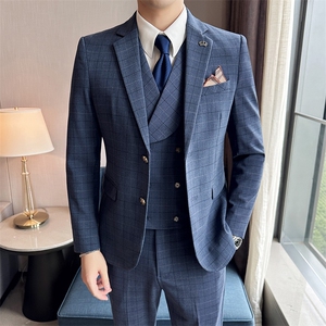主推男士英伦风西装单排扣三件套尖领商务西服KTZ1835-P330