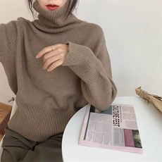 2025年秋季常规款开衫单件长袖堆堆领休闲通勤时尚百搭，女装针织衫/毛衣，淘淘羊羊绒