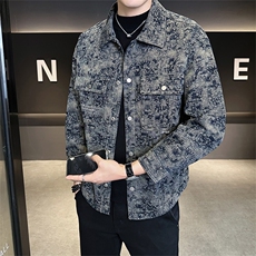 店主风秋季新款潮流复古水洗牛仔衬衣男夹克外套B338-5029-P115，男装工装外套，电商B338