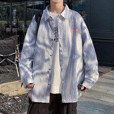 长袖衬衫男港风日系春季韩版潮流扎染衬衣CS079P34，男装衬衫，星座1116-2