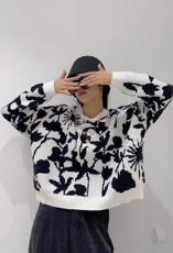 大版双色花毛衣，女装针织衫/毛衣，SHANGCHUN·W 汪尚春