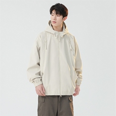 冲锋衣连帽夹克男宽松落肩纯色上衣外套DSA157B-J208-P60，男装夹克，电商A157B