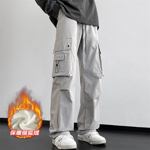 机能防水工装裤男大码加绒银狐绒伞兵裤K1317J加绒-特P45控88图片