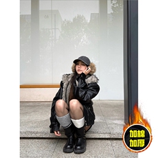 现货冬季美式潮牌痞帅PU皮机车服棉衣毛毛绒狼王座山雕皮棉服，男装棉衣，电商A486-1