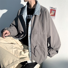 2025秋款大码潮牌休闲外套boy美式假两件工装上衣夹克J6073-P80，男装夹克，电商A001-1