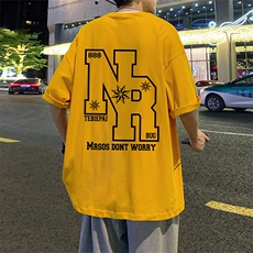 T661P26夏季新款美式纯棉短袖T恤ins衣服宽松半袖体恤字母印花，男装T恤，星座304A