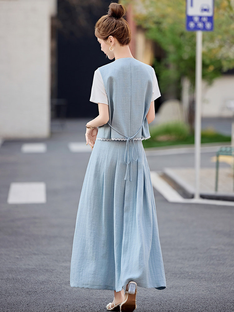 轻奢高级感穿搭套装女2025夏季减龄洋气小香风马甲裙子三件套遮肉,女装套装/套裙,慧尚依恋