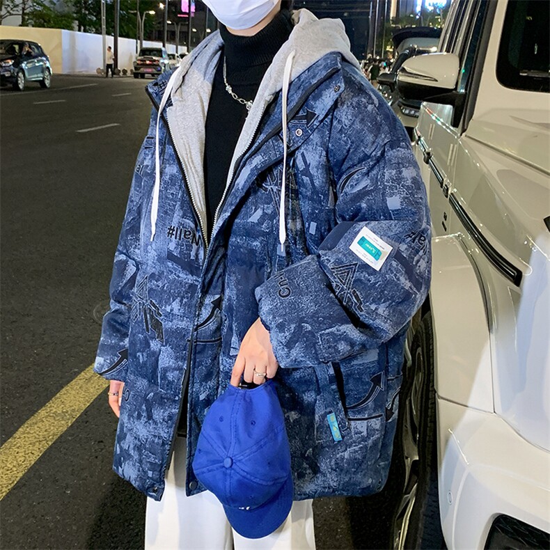 男冬季新款保暖棉衣潮流加厚大码假两件连帽棉服外套33231P115,男装棉衣,电商A086