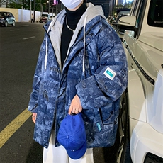 男冬季新款保暖棉衣潮流加厚大码假两件连帽棉服外套33231P115，男装棉衣，电商A086