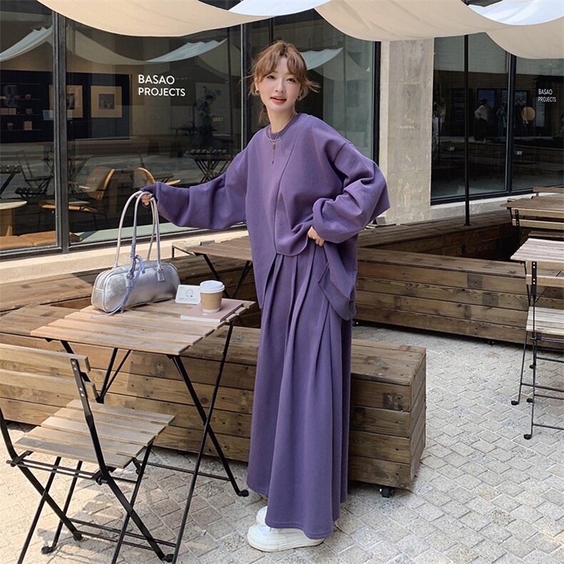 现货【新款】韩版宽松下摆不规则卫衣套装6610-P165-K228,女装套装/套裙,2C305
