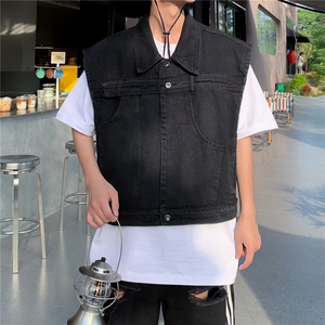 牛仔马甲男韩版潮流高街帅个性2023秋夏新款ins宽松外套W4886-P60图片