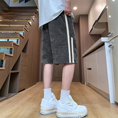 夏季休闲短裤男潮流时尚斜条纹五分裤户外宽松沙滩裤-L38-P28，男装牛仔裤，星座310B-3