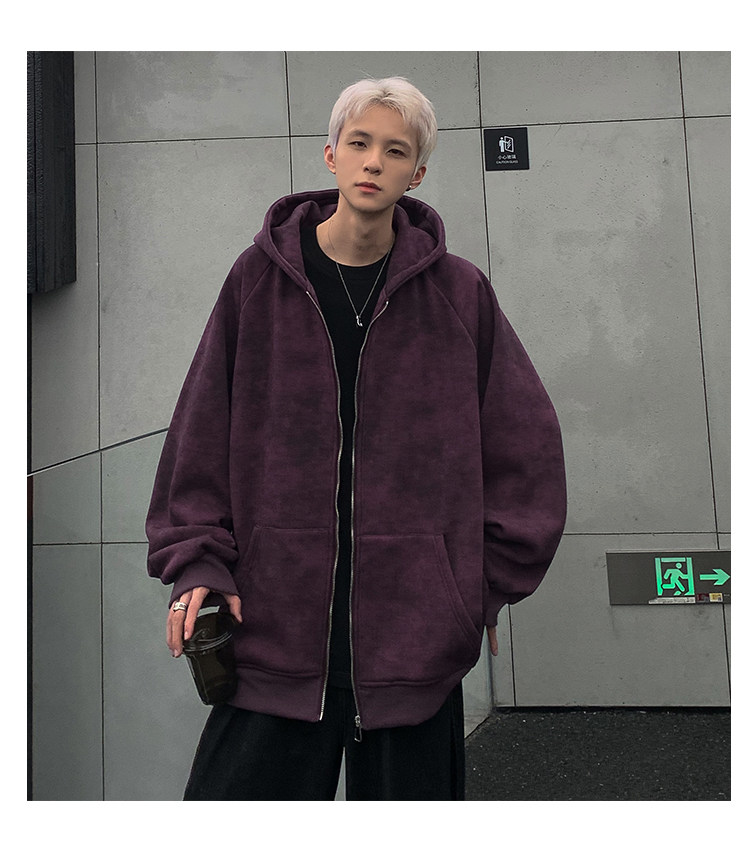 美式复古扎染连帽卫衣开衫男秋季款休闲情侣拉链外套JK91-P78,女装短外套,电商C307A