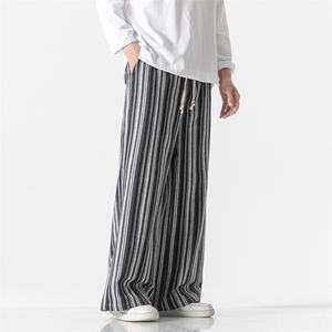 秋冬 大码日系复古风条纹宽松直筒休闲阔腿裤加厚 K215/P70图片