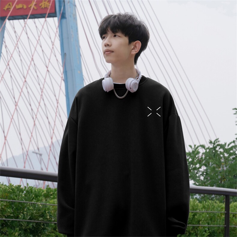 抖音品质秋季新款重磅简约百搭仿棉圆领卫衣wycm8228-特批28控49,男装卫衣,星座605(原A050)