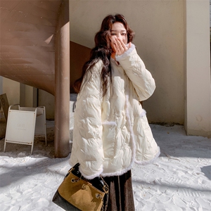 新款50绒拼貂毛工艺面料羽绒服5580-P265-K398图片