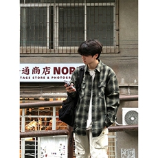 特P50无差价新款春季格子时尚长袖衬衫-HS2290港风街头，男装衬衫，电商A003