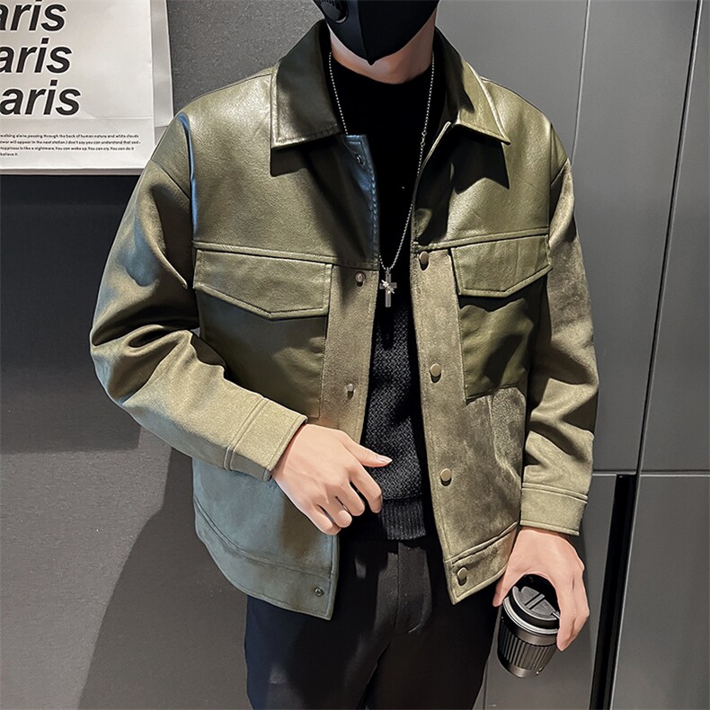 秋店主小伙麂皮绒拼皮夹克外套男加厚羊羔毛批140JK-3039-P130,男装夹克,电商A236