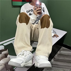 高街男士设计感拖地卫裤春秋季宽松直筒运动裤百搭潮流休闲长裤子，男装休闲裤，星座601-2