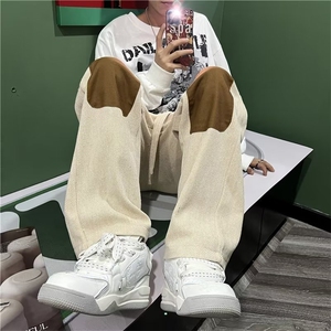 高街男士设计感拖地卫裤春秋季宽松直筒运动裤百搭潮流休闲长裤子图片