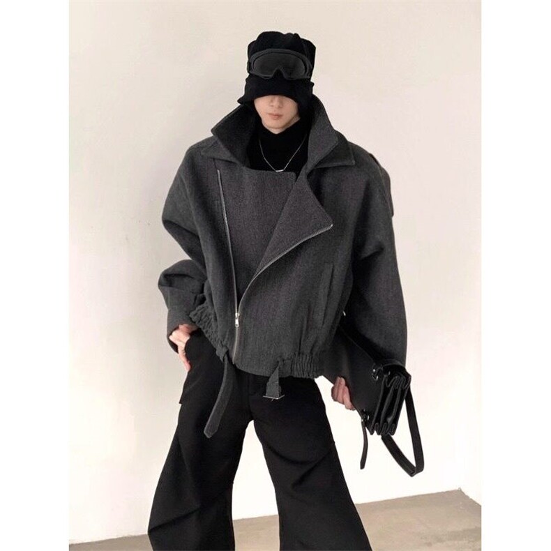 假两件毛呢大衣男加厚短款廓形轻熟风夹克外套1001-1-J885-P85,男装夹克,星座1001-1