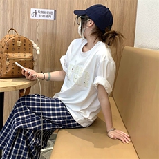 万针全刺绣工艺抖音得物高品质260克重磅纯棉双纱美式高街短袖T恤，男装T恤，电商A486-1