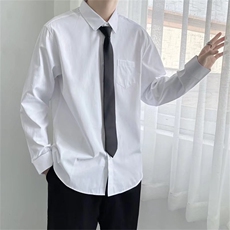 白色长袖衬衫男潮牌炸街潮流纯色寸衫情侣装dk制服CS20-P30配领带，男装衬衫，星座1008-1