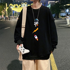 S6165-P28加绒款-P33秋季圆领卫衣男大码韩版宽松长袖外套，男装卫衣，电商A040
