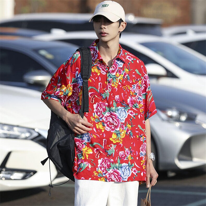 P01中性男女休闲大码花衣服polo衫宽松透气东北大花风团队服,男装Polo衫,星座115A(原星座507）