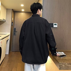 日系复古长袖衬衫男士2024新款早秋青少年休闲翻领衬衣服3001/P35，男装衬衫，星座506