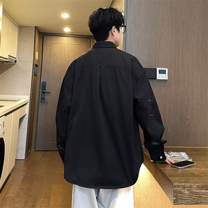 日系复古长袖衬衫男士2024新款早秋青少年休闲翻领衬衣服3001/P35图片